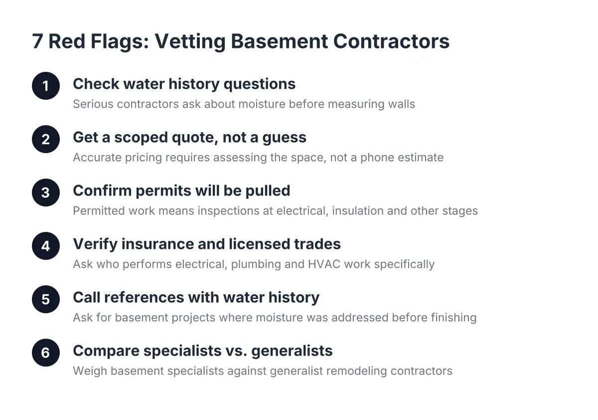 Steps for spotting red flags when vetting basement remodeling contractors in St. Louis