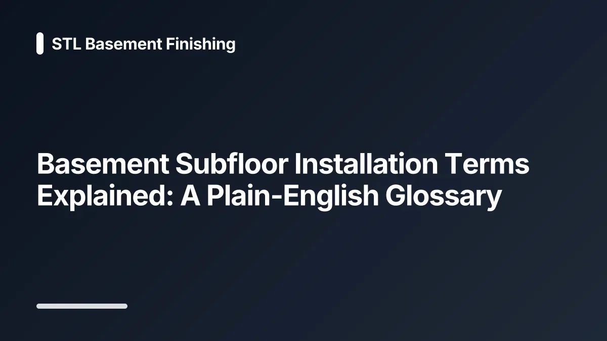 basement subfloor installation glossary